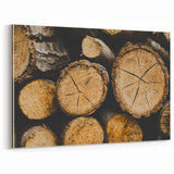 Rustic Log Close-Up Wall Art – Textured Firewood for Farmhouse Decor