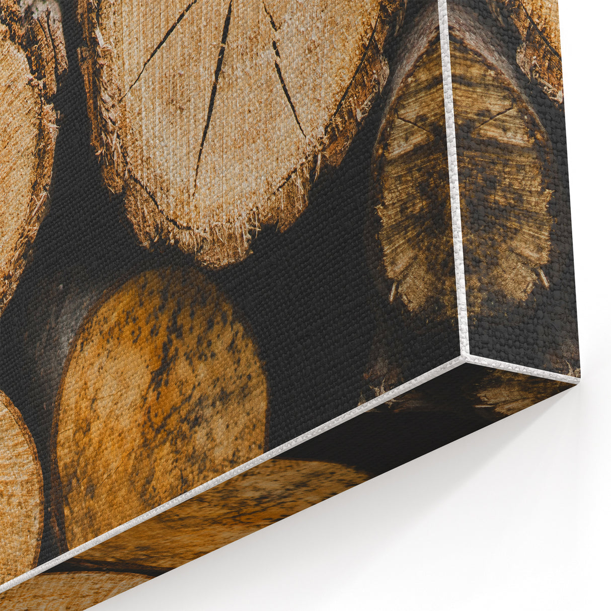 Rustic Log Close-Up Wall Art – Textured Firewood for Farmhouse Decor