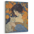 Electric Wall Art | Vibrant Portrait with Cat Electric Canvas Decor