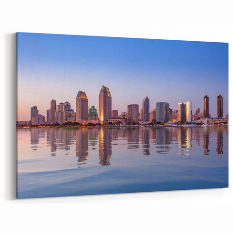 San Diego Skyline Reflection – Tranquil Evening Waterfront Wall Art