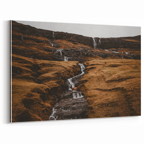 Rustic Mountain Waterfall Wall Art – Rugged Landscape with Cascading Water