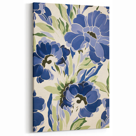 Maximalist Wall Art - Bold Blue Floral Print for Eclectic Home Decor