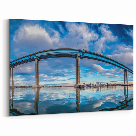 Expansive Coronado Bridge Art – San Diego Waterfront Reflection Decor