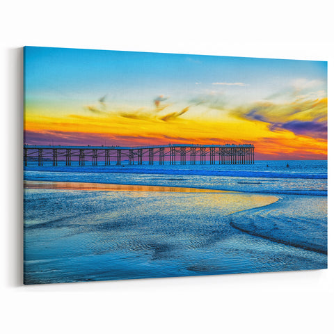 Vibrant San Diego Pier Sunset – Colorful Coastal Wall Art Decor