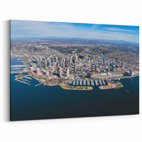 Aerial View of San Diego Skyline – Expansive Coastal Cityscape Wall Art