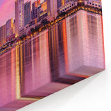 San Diego Skyline Sunset – Pink with Purple Cityscape Reflection Wall Art