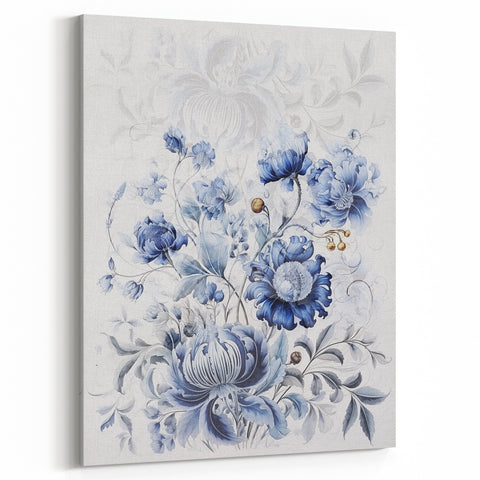 Electric Wall Art | Blue Floral Electric Canvas for Modern Interiors