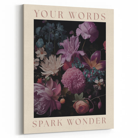 Electric Wall Art | 'Your Words Spark Wonder' Floral Canvas Decor