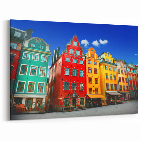 Vibrant Stockholm Architecture – Colorful Buildings Wall Art on Canvas