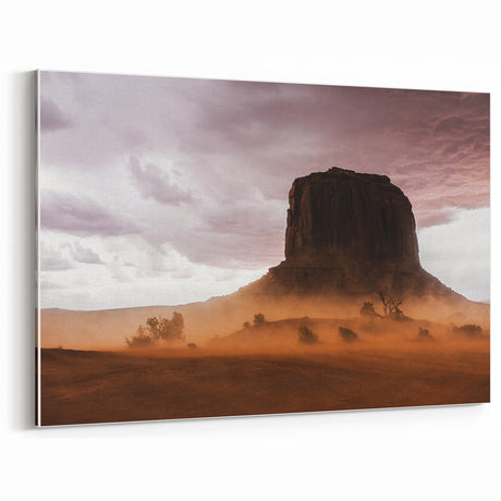 Rustic Desert Wall Art – Monument Rock in Dusty Desert Landscape Scene