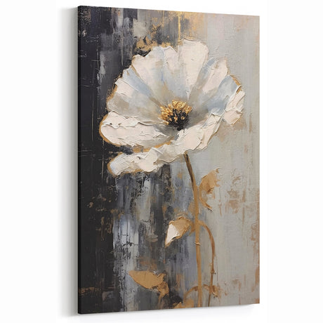 Elegant Floral Glam Wall Art - Chic Black and Gold Decor for Interiors