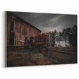 Rustic Farmhouse Wall Art – Vintage Tractor and Abandoned Barn Scene