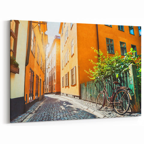 Sunlit Stockholm Alley – Scenic Stockholm Wall Art on Canvas & Prints