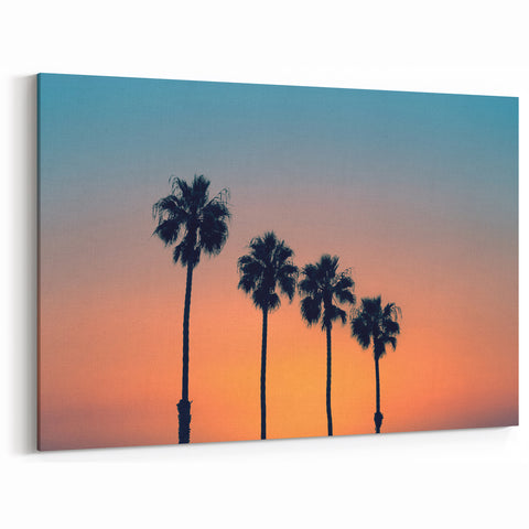 Minimalist Palm Silhouettes at Sunset – Tranquil San Diego Wall Art