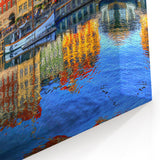 Colorful Waterfront Reflections – Vibrant Stockholm Wall Art on Canvas
