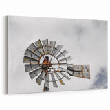 Rustic Windmill Wall Art – Vintage Farm Windmill Against Cloudy Sky