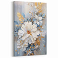 Luxurious Floral Glam Wall Art - Chic White and Gold Decor for Homes