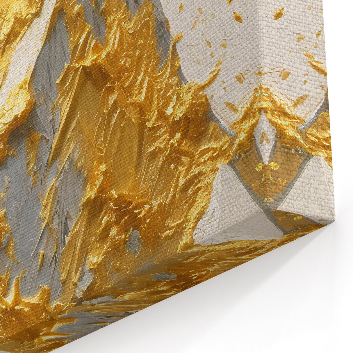 Golden Mountain Glam Wall Art - Elegant White and Gold Home Decor