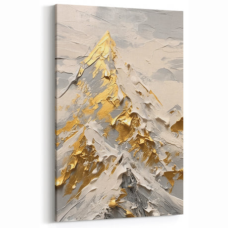 Golden Mountain Glam Wall Art - Elegant White and Gold Home Decor