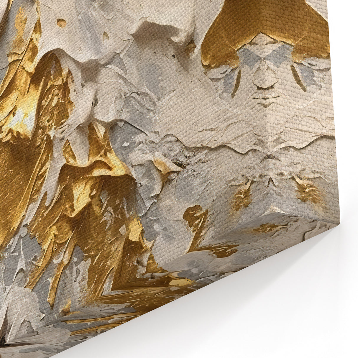 Golden Mountain Glam Wall Art - Elegant White and Gold Home Decor