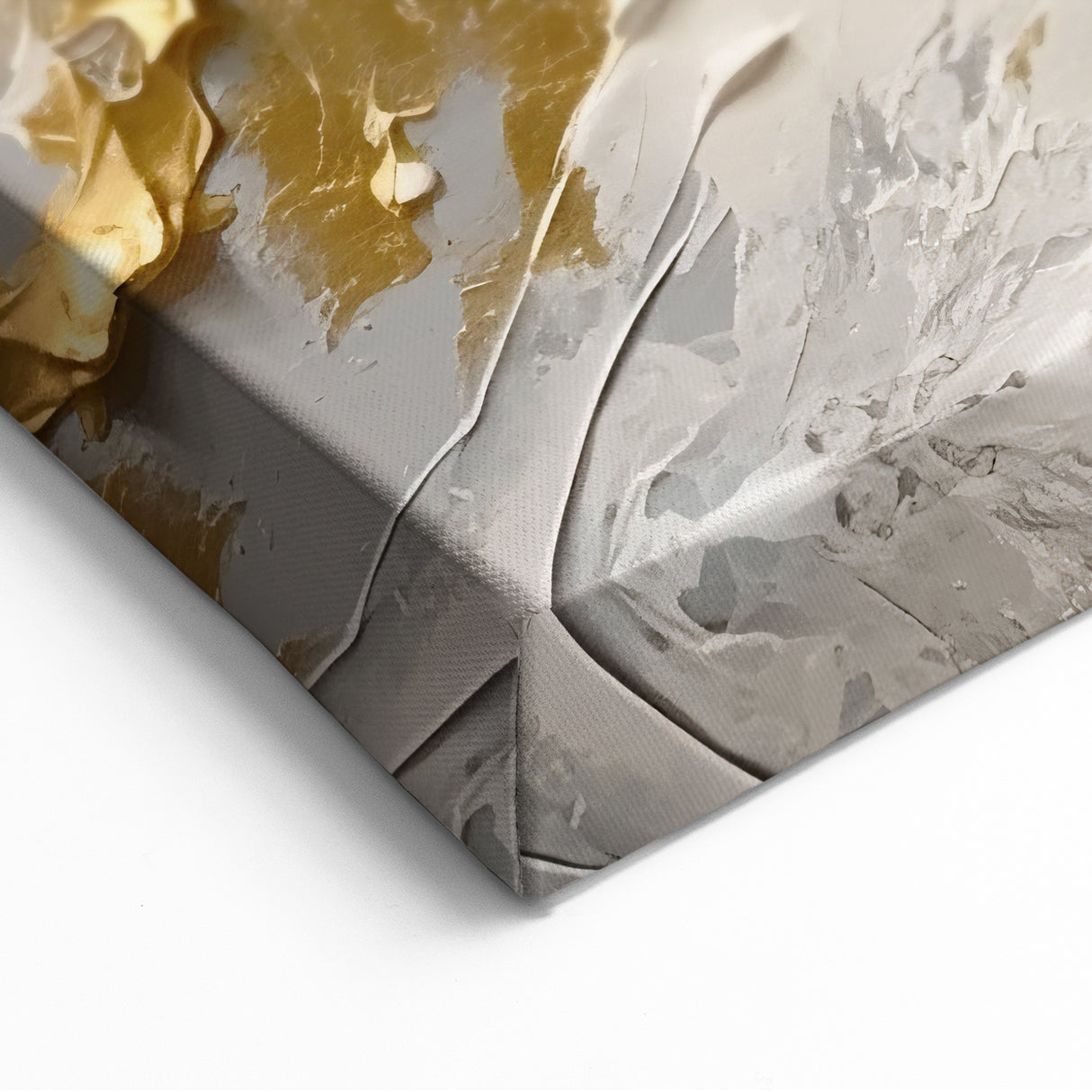 Golden Mountain Glam Wall Art - Elegant White and Gold Home Decor