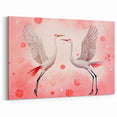Maximalist Wall Art – Elegant Decor with Dancing Cranes on Pink