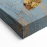 Elegant Floral Glam Wall Art - White Flower on Blue and Gold Background