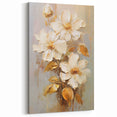 Chic Floral Glam Wall Art - Cream Blossoms with Gold Leaves Accent