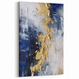 Modern Abstract Glam Wall Art - Gold and Navy Blue Textured Canvas