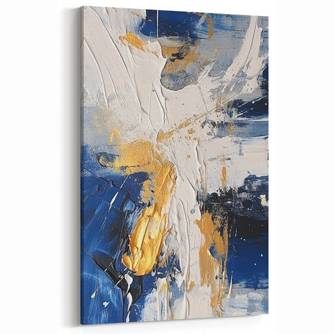 Abstract Gold and Navy Blue Modern Textured Canvas Wall Art