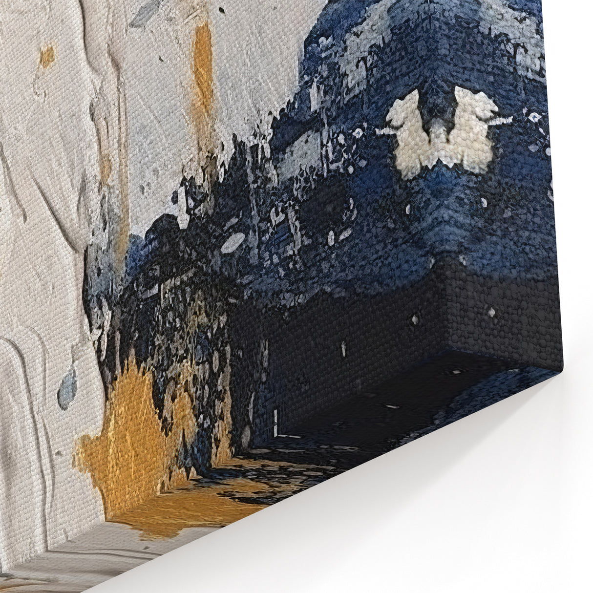 Abstract Gold and Navy Blue Modern Textured Canvas Wall Art