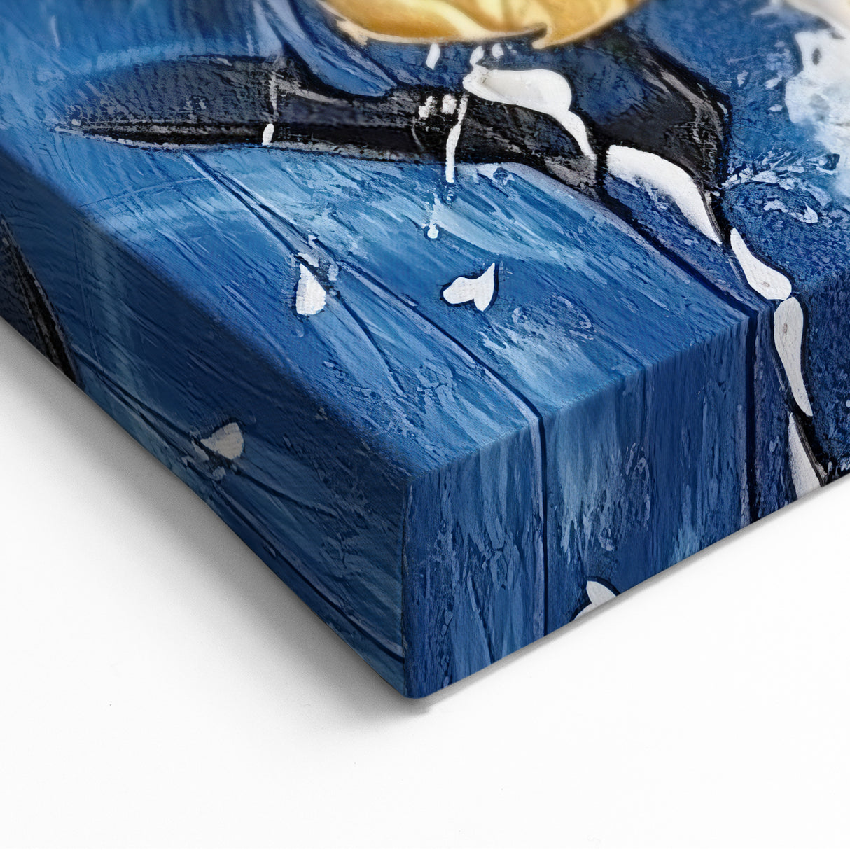 Abstract Gold and Navy Blue Modern Textured Canvas Wall Art
