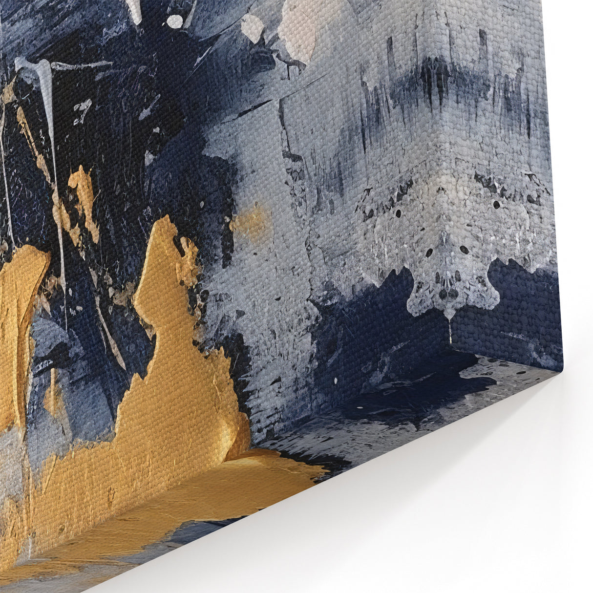 Abstract Navy and Gold Textured Canvas Art - Luxe Modern Wall Decor