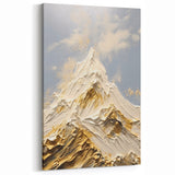 Majestic Gold and White Textured Mountain Canvas Art - Luxe Wall Decor