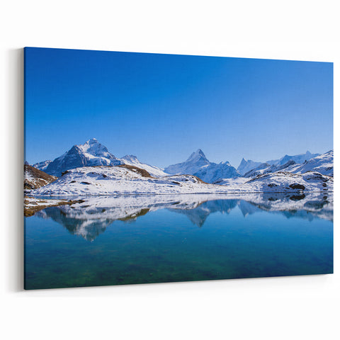 Swiss Landscape Art - Snowy Alpine Mountains Reflection Switzerland Photography Prints