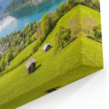 Switzerland Canvas Prints - Panoramic Swiss Valley and Lake View Scenic Wall Art