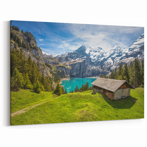 Swiss Scenic Wall Art - Majestic Mountain Lake View Switzerland Canvas Prints
