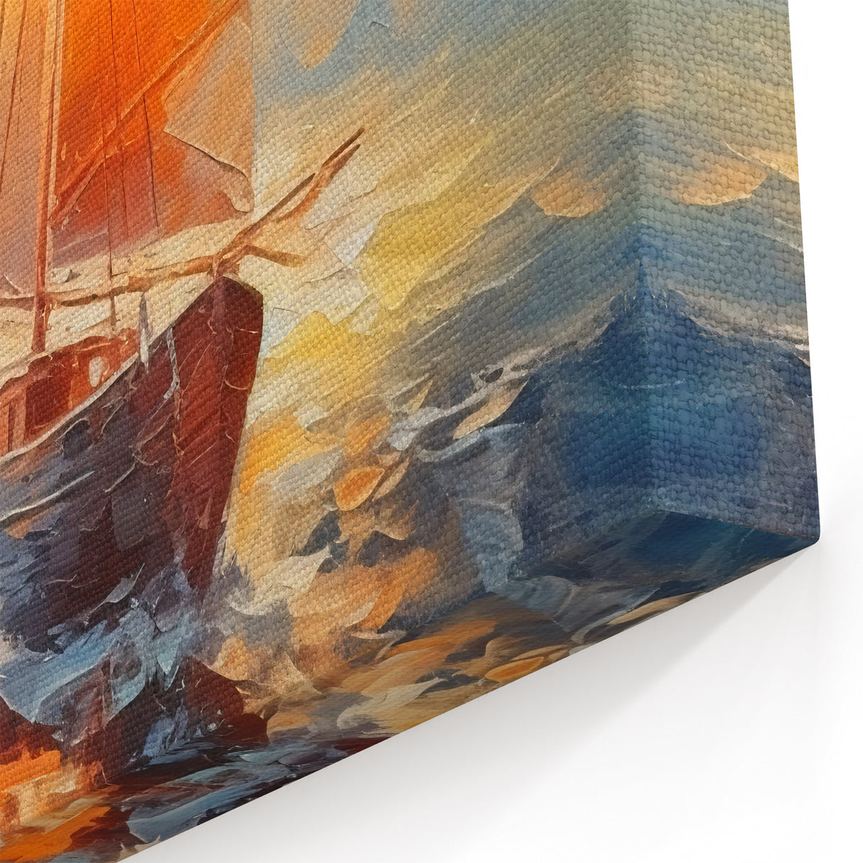 Radiant Sunset Sailing – Golden Horizon Canvas Art with Sailboat