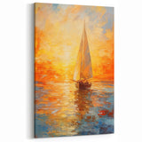 Golden Skies Sailboat – Sunset Reflection Canvas Art for Serene Spaces