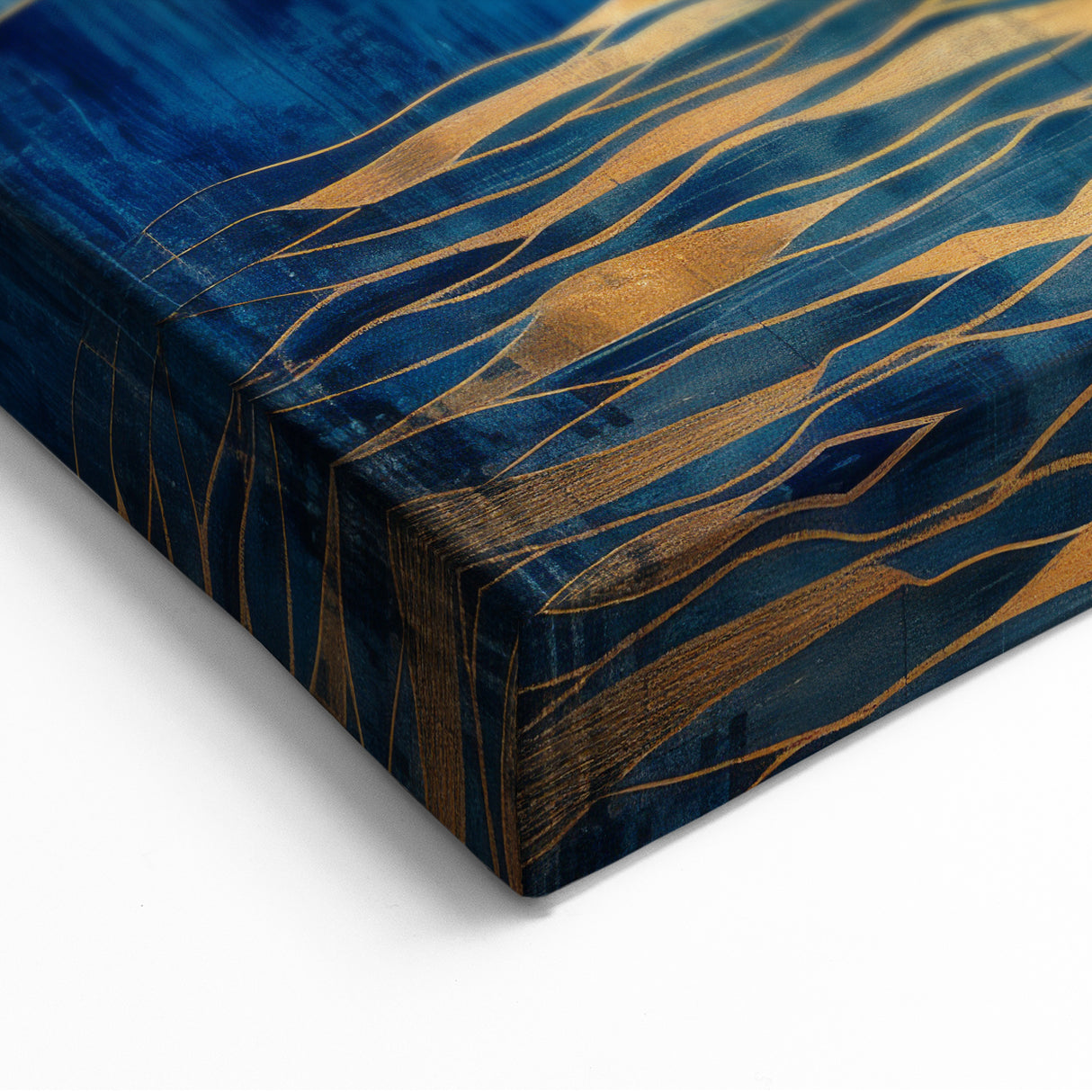Golden Horizon – Abstract Mountain and Sun Art with Luxe Gold Leaf