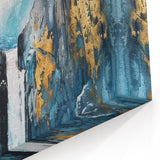 Icy Peaks – Majestic Mountain Waterfall Art with Luxe Gold Details