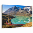 Swiss Scenic Wall Art - Red Mountain Train by Alpine Lake Switzerland Canvas Prints