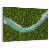 Swiss Landscape Art - Aerial River and Forest Switzerland Photography Prints