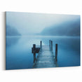 Tranquil Swiss Lake Art - Misty Morning Dock Canvas Print