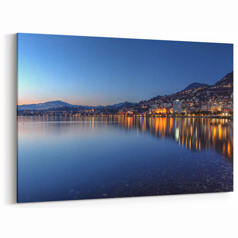 Geneva Photography Prints - City Lights Reflections on Lake Geneva