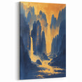 Golden Waterfall Glam Wall Art - Chic Decor with Blue and Gold Tones