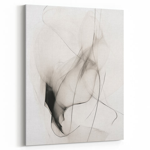 Minimalist Wall Art - Abstract Black and White Flowing Line Art Print