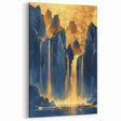 Glam Wall Art - Majestic Golden Waterfalls and Dark Blue Mountains