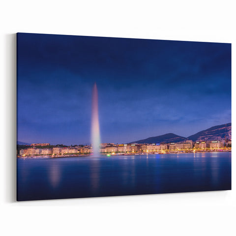 Geneva Wall Art - Stunning Cityscape at Night Geneva Canvas Prints