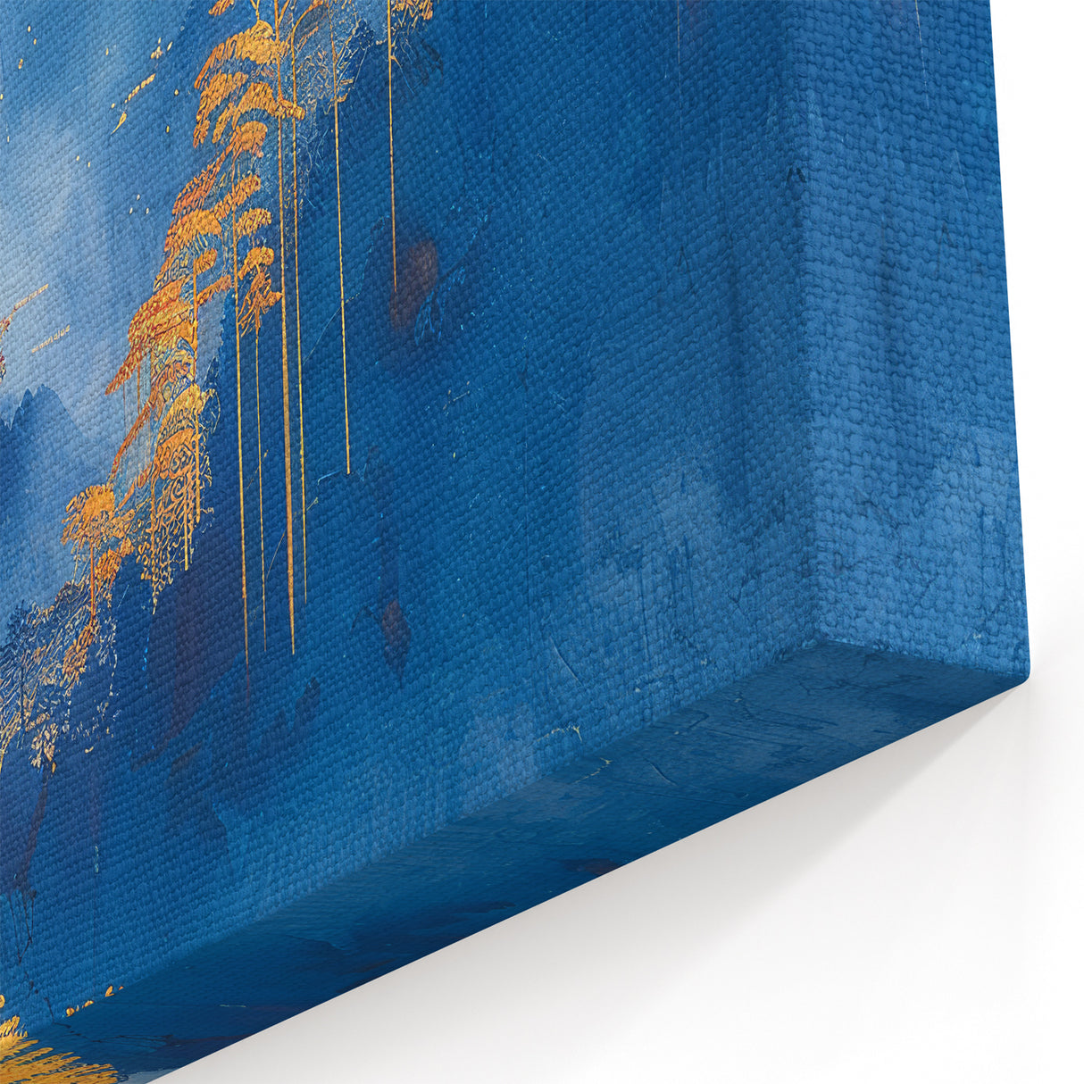 Glam Wall Art - Radiant Golden Sun and Trees in Blue Mountain Landscape